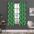 Green Blue And White Plaid Pattern Print Grommet Curtain Panels