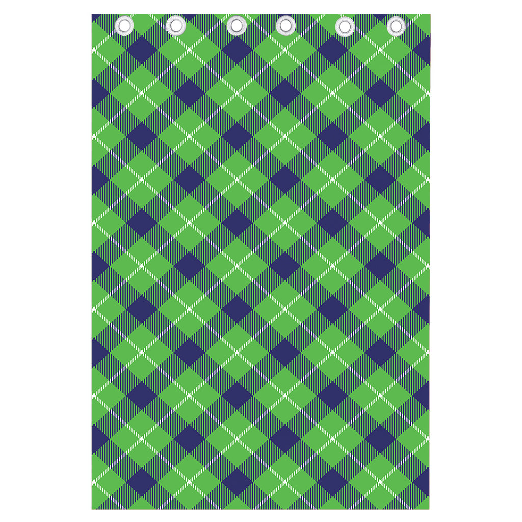 Green Blue And White Plaid Pattern Print Curtain