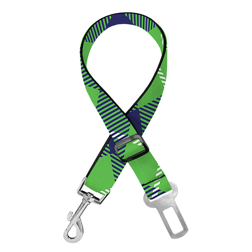 Green Blue And White Plaid Pattern Print Dog Seat Belt