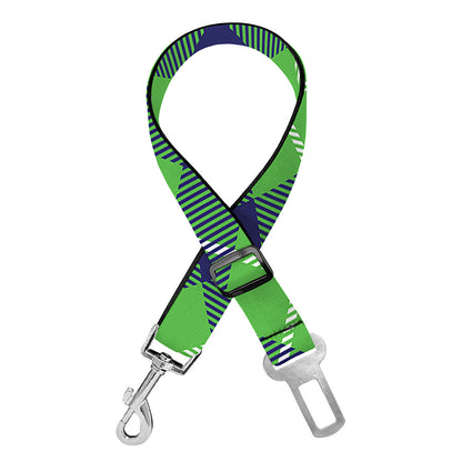 Green Blue And White Plaid Pattern Print Dog Seat Belt