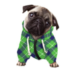 Green Blue And White Plaid Pattern Print Dog Zip Up Hoodie