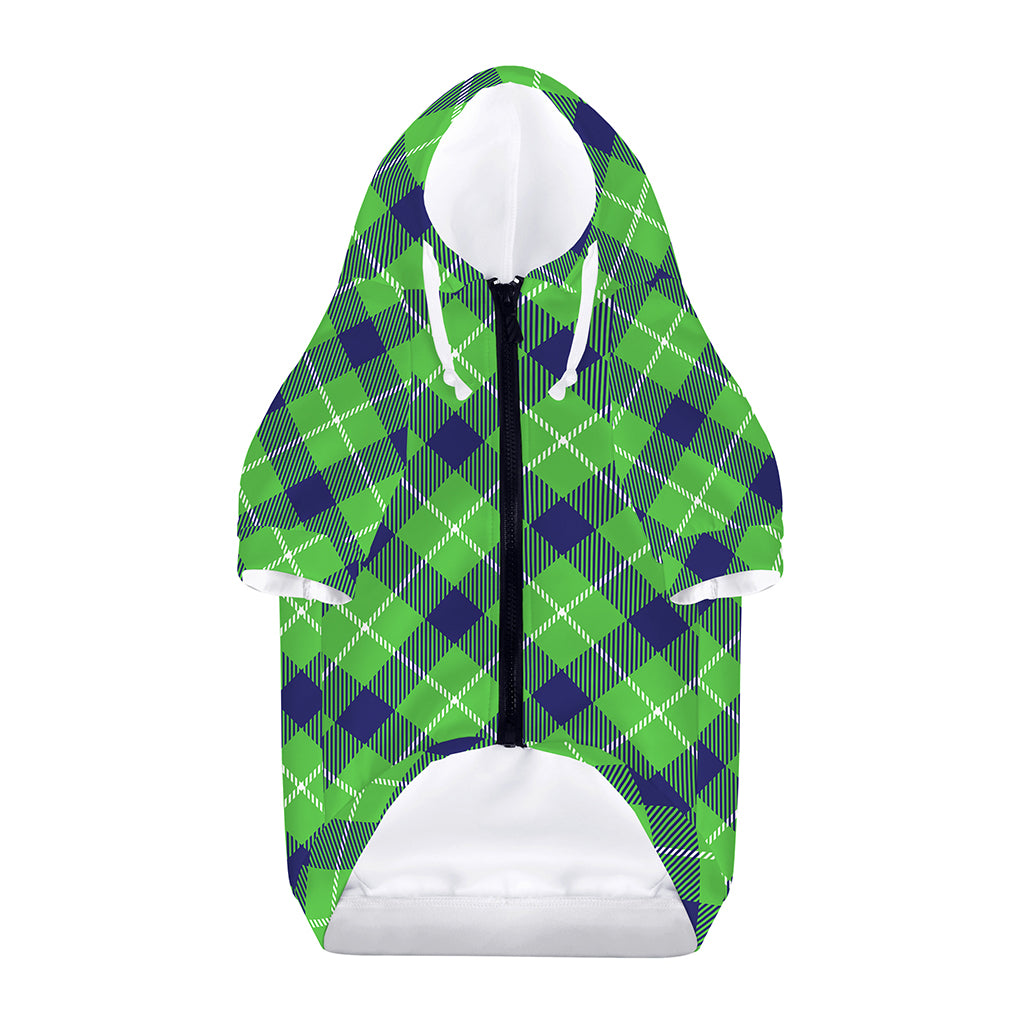 Green Blue And White Plaid Pattern Print Dog Zip Up Hoodie