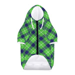 Green Blue And White Plaid Pattern Print Dog Zip Up Hoodie