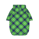 Green Blue And White Plaid Pattern Print Dog Zip Up Hoodie