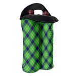 Green Blue And White Plaid Pattern Print Double Neoprene Wine Tote
