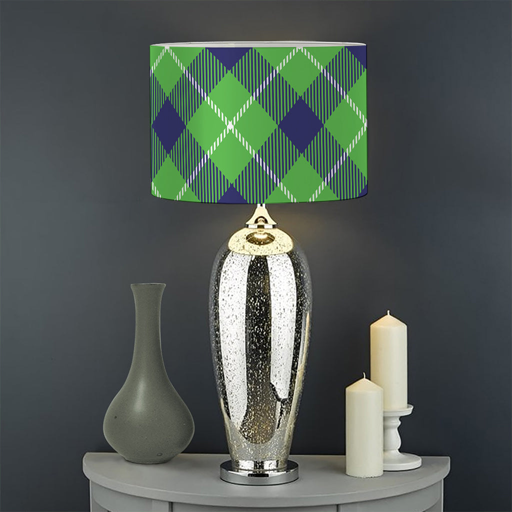 Green Blue And White Plaid Pattern Print Drum Lamp Shade