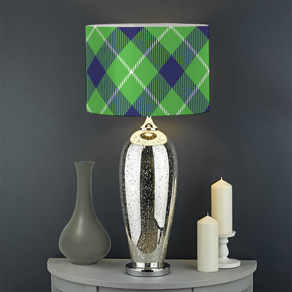 Green Blue And White Plaid Pattern Print Drum Lamp Shade
