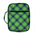 Green Blue And White Plaid Pattern Print Front Pocket Bible Bag