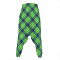 Green Blue And White Plaid Pattern Print Hammer Pants