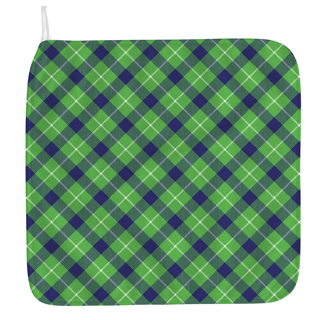 Green Blue And White Plaid Pattern Print Hand Towel