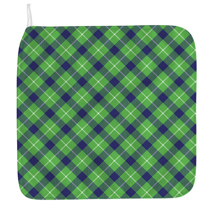 Green Blue And White Plaid Pattern Print Hand Towel