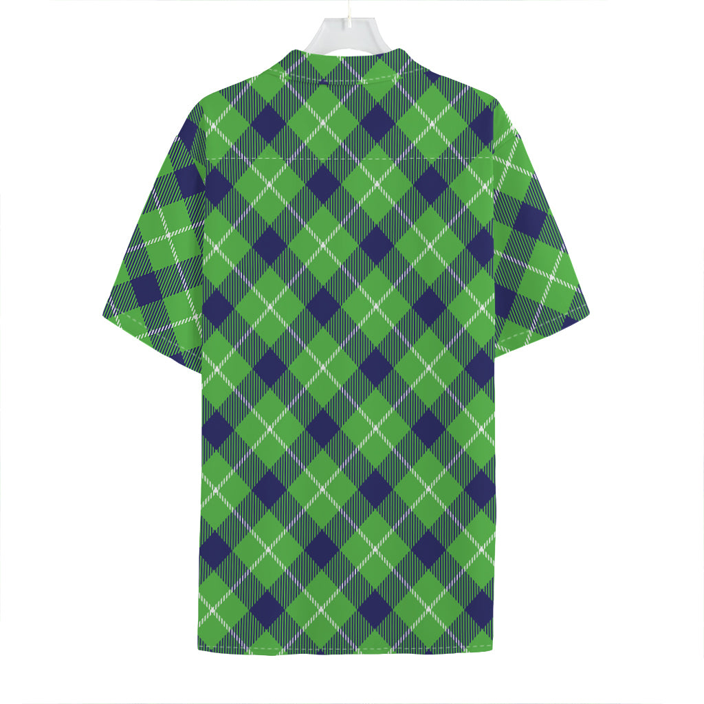 Green Blue And White Plaid Pattern Print Hawaiian Shirt