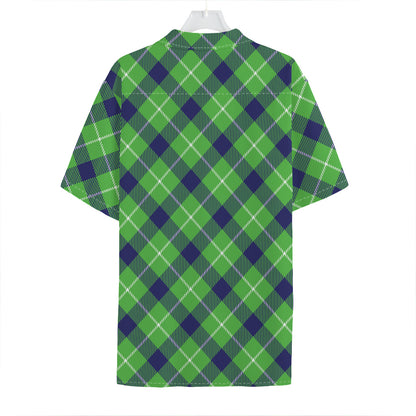 Green Blue And White Plaid Pattern Print Hawaiian Shirt