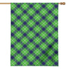Green Blue And White Plaid Pattern Print House Flag
