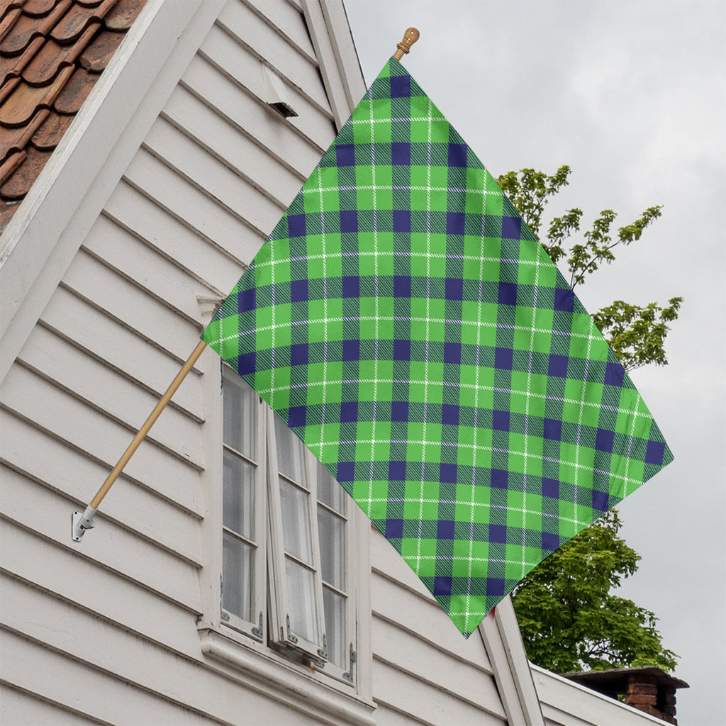 Green Blue And White Plaid Pattern Print House Flag