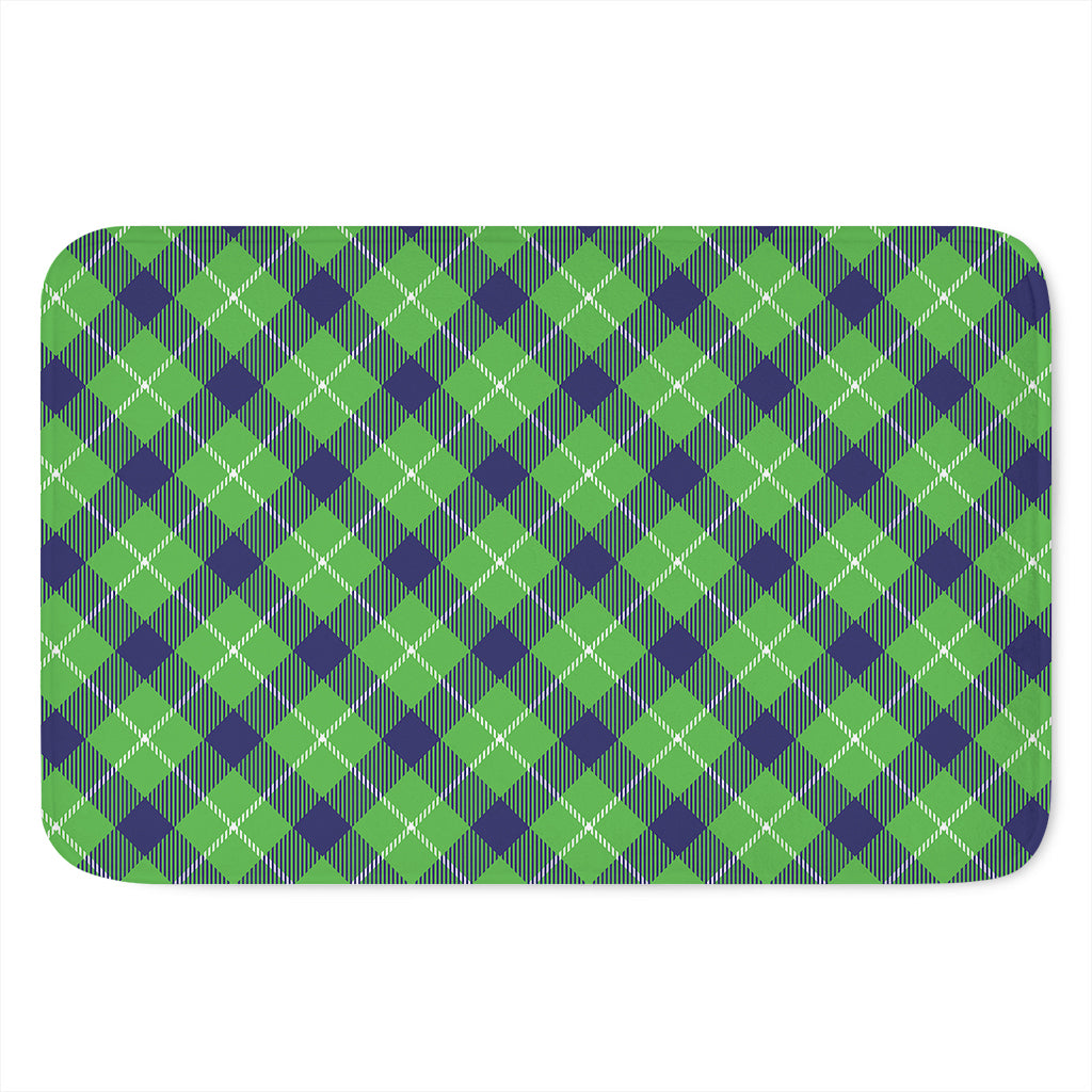 Green Blue And White Plaid Pattern Print Indoor Door Mat
