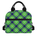 Green Blue And White Plaid Pattern Print Insulated Lunch Bag