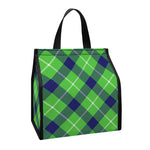 Green Blue And White Plaid Pattern Print Insulated Lunch Tote