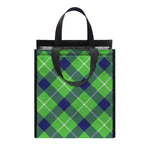Green Blue And White Plaid Pattern Print Insulated Lunch Tote