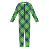 Green Blue And White Plaid Pattern Print Jumpsuit