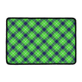 Green Blue And White Plaid Pattern Print Kitchen Mat