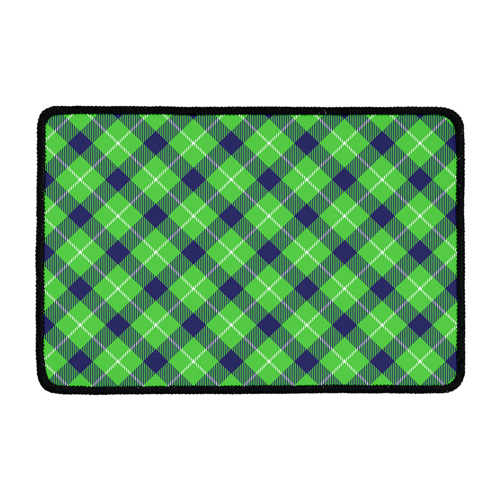 Green Blue And White Plaid Pattern Print Kitchen Mat