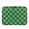 Green Blue And White Plaid Pattern Print Laptop Sleeve
