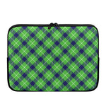Green Blue And White Plaid Pattern Print Laptop Sleeve