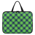 Green Blue And White Plaid Pattern Print Laptop Sleeve With Handle