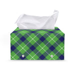 Green Blue And White Plaid Pattern Print Leather Tissue Box Cover