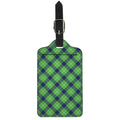 Green Blue And White Plaid Pattern Print Luggage Tag