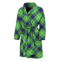 Green Blue And White Plaid Pattern Print Men's Bathrobe