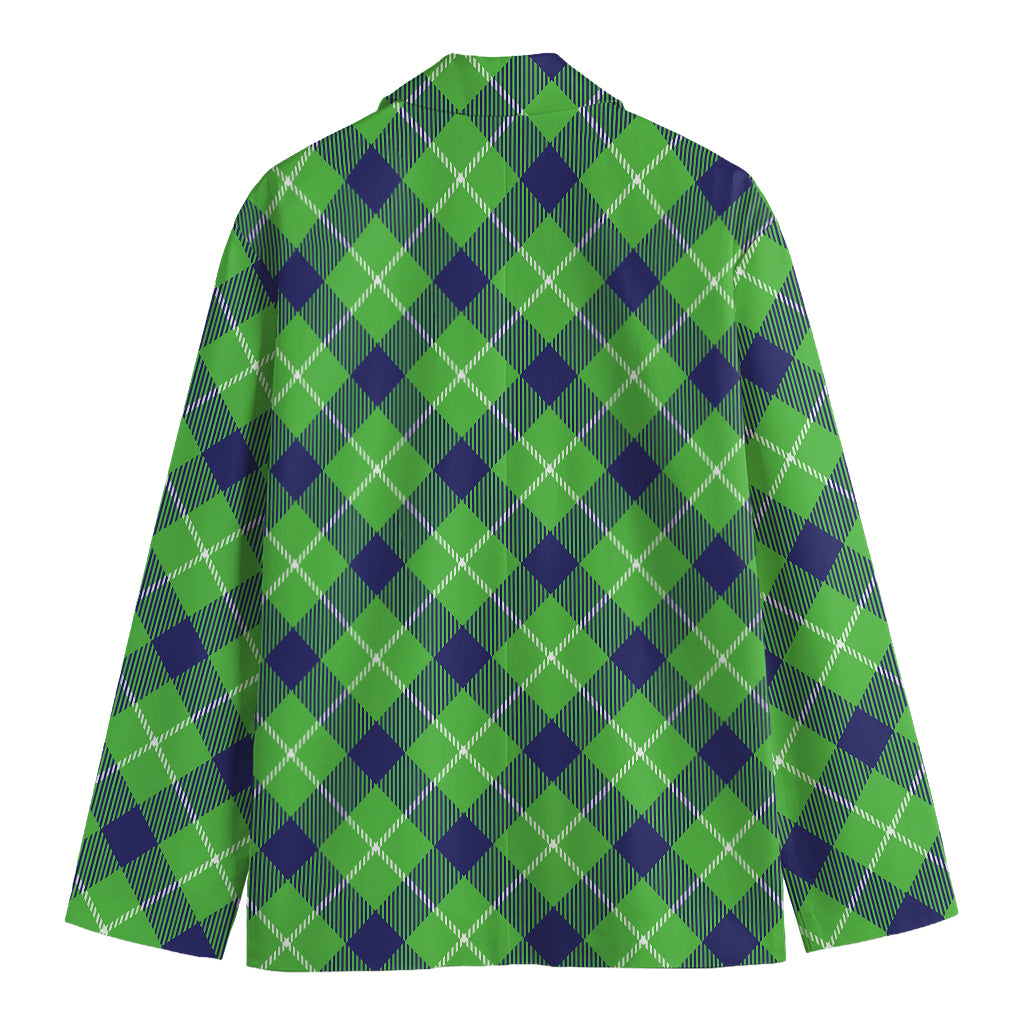 Green Blue And White Plaid Pattern Print Men's Blazer