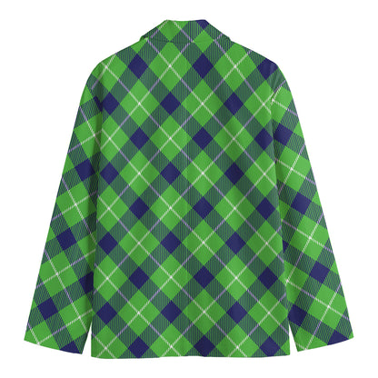Green Blue And White Plaid Pattern Print Men's Blazer