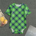 Green Blue And White Plaid Pattern Print Men's Bodysuit