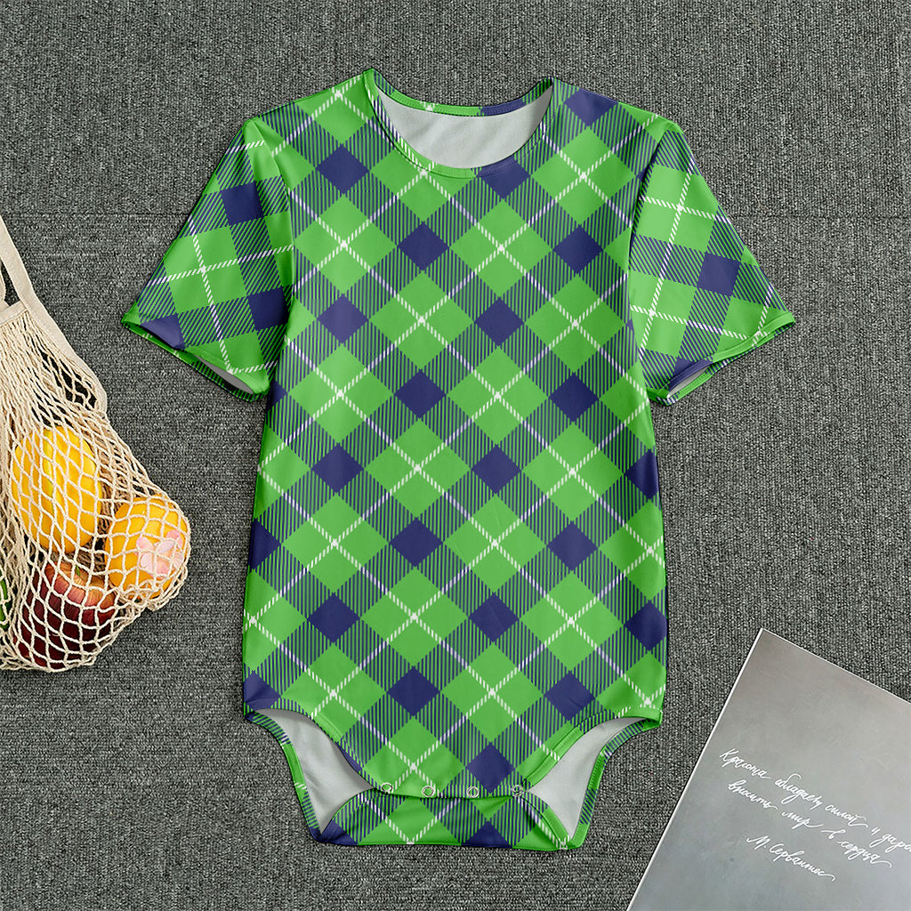 Green Blue And White Plaid Pattern Print Men's Bodysuit