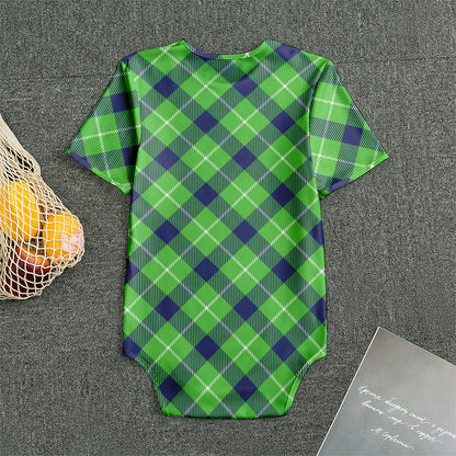Green Blue And White Plaid Pattern Print Men's Bodysuit