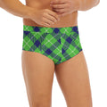 Green Blue And White Plaid Pattern Print Men's Briefs