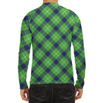 Green Blue And White Plaid Pattern Print Men's Long Sleeve Rash Guard