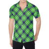 Green Blue And White Plaid Pattern Print Men's Shirt