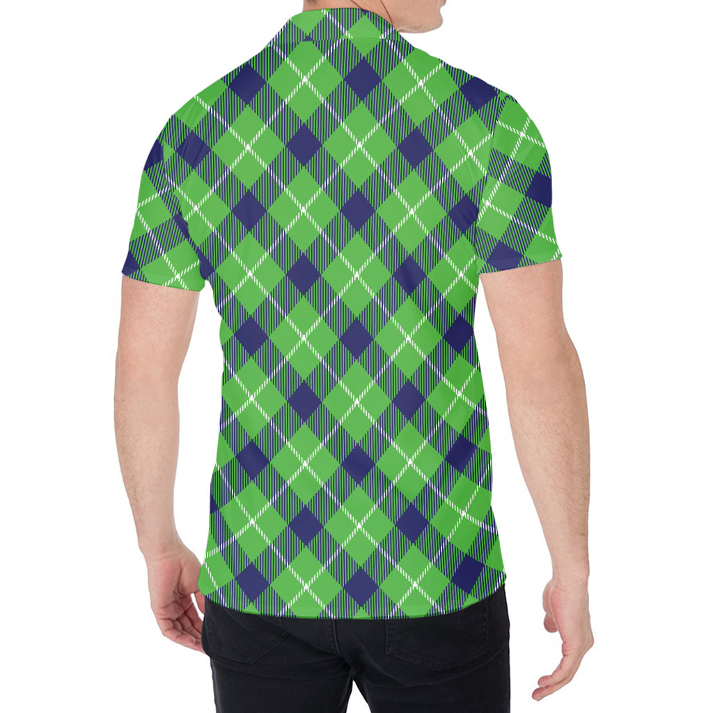 Green Blue And White Plaid Pattern Print Men's Shirt