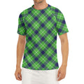 Green Blue And White Plaid Pattern Print Men's Short Sleeve Rash Guard