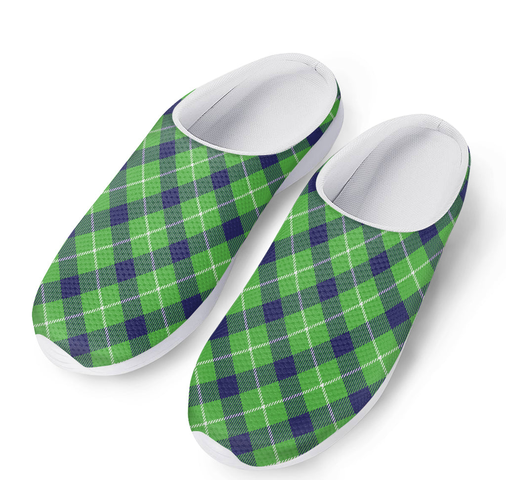 Green Blue And White Plaid Pattern Print Mesh Casual Shoes
