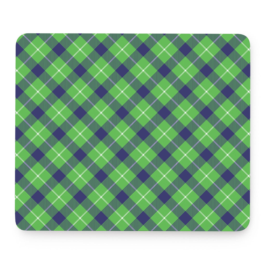 Green Blue And White Plaid Pattern Print Mouse Pad