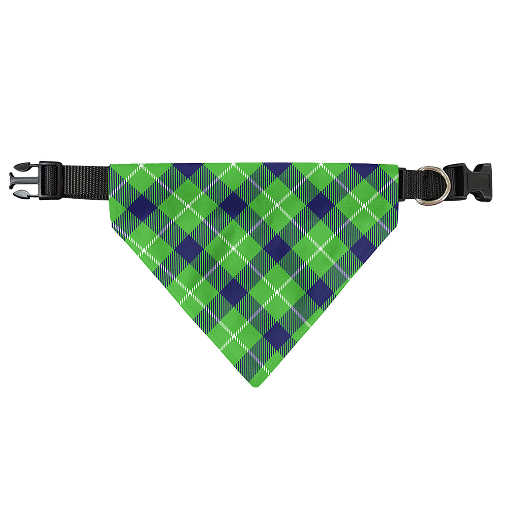 Green Blue And White Plaid Pattern Print Over The Collar Dog Bandana