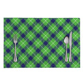 Green Blue And White Plaid Pattern Print Placemat