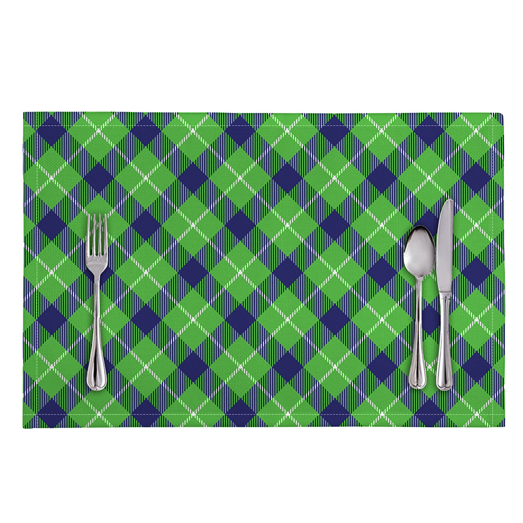 Green Blue And White Plaid Pattern Print Placemat