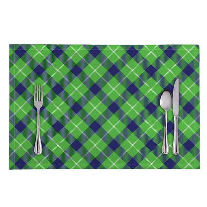 Green Blue And White Plaid Pattern Print Placemat