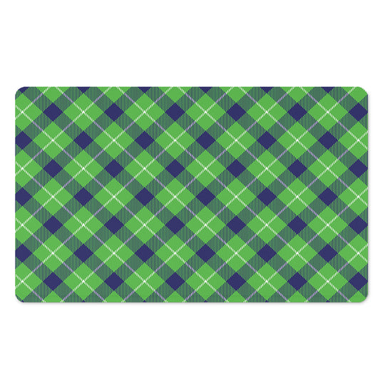 Green Blue And White Plaid Pattern Print Polyester Doormat