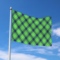 Green Blue And White Plaid Pattern Print Polyester Flag